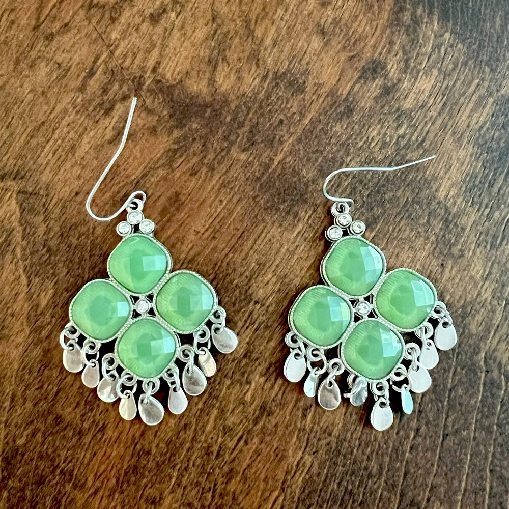 Light Green & Silver Earrings